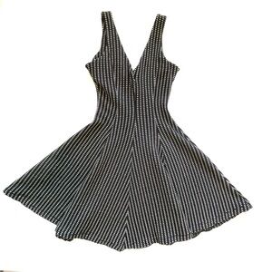Zara Gingham Fit & Flare Mini Dress Black White Size S